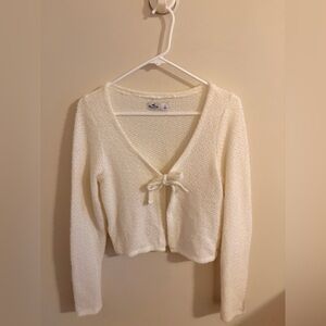 Hollister Women's White Cardigan with Bow